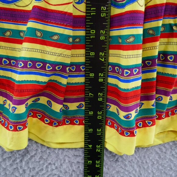 Chaus Womens Vintage Paisley Print Skirt 12 Yellow Red Blue Pleated Midi - Picture 9 of 11